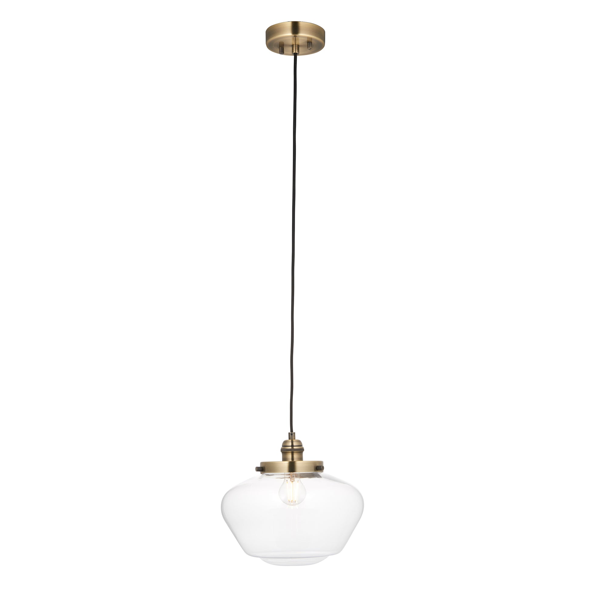 Camberley 1 Pendant Light Antique Brass Clear – Brass