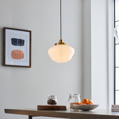Camberley 1 Pendant Light Brass Opal Glass – Brass