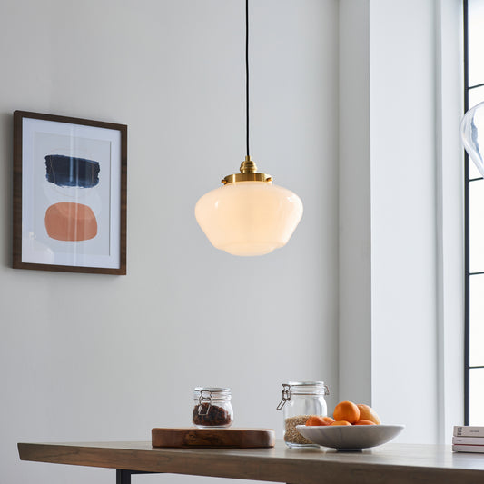 Camberley 1 Pendant Light Brass Opal Glass – Brass