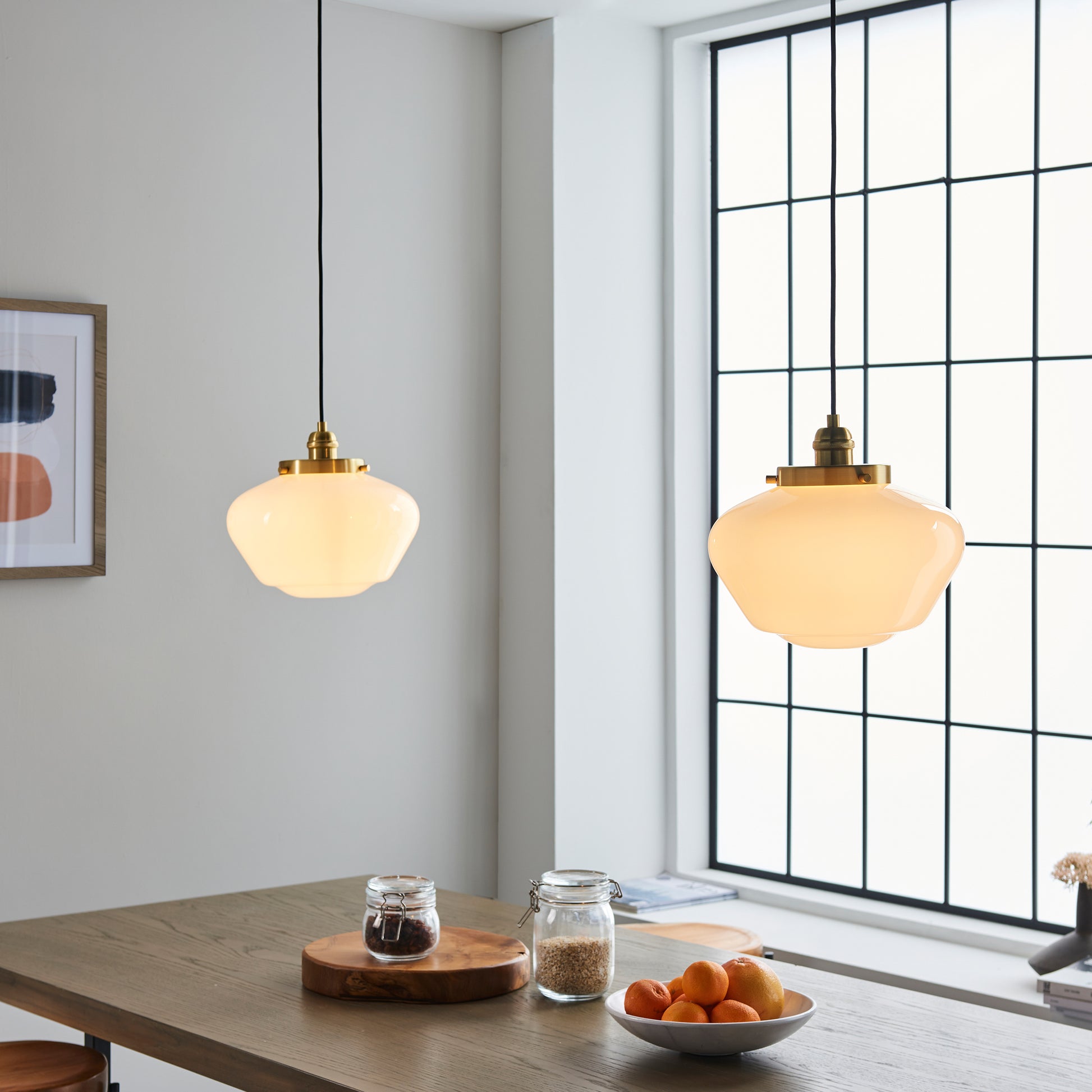 Camberley 1 Pendant Light Brass Opal Glass – Brass