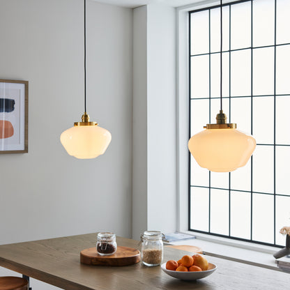 Camberley 1 Pendant Light Brass Opal Glass – Brass