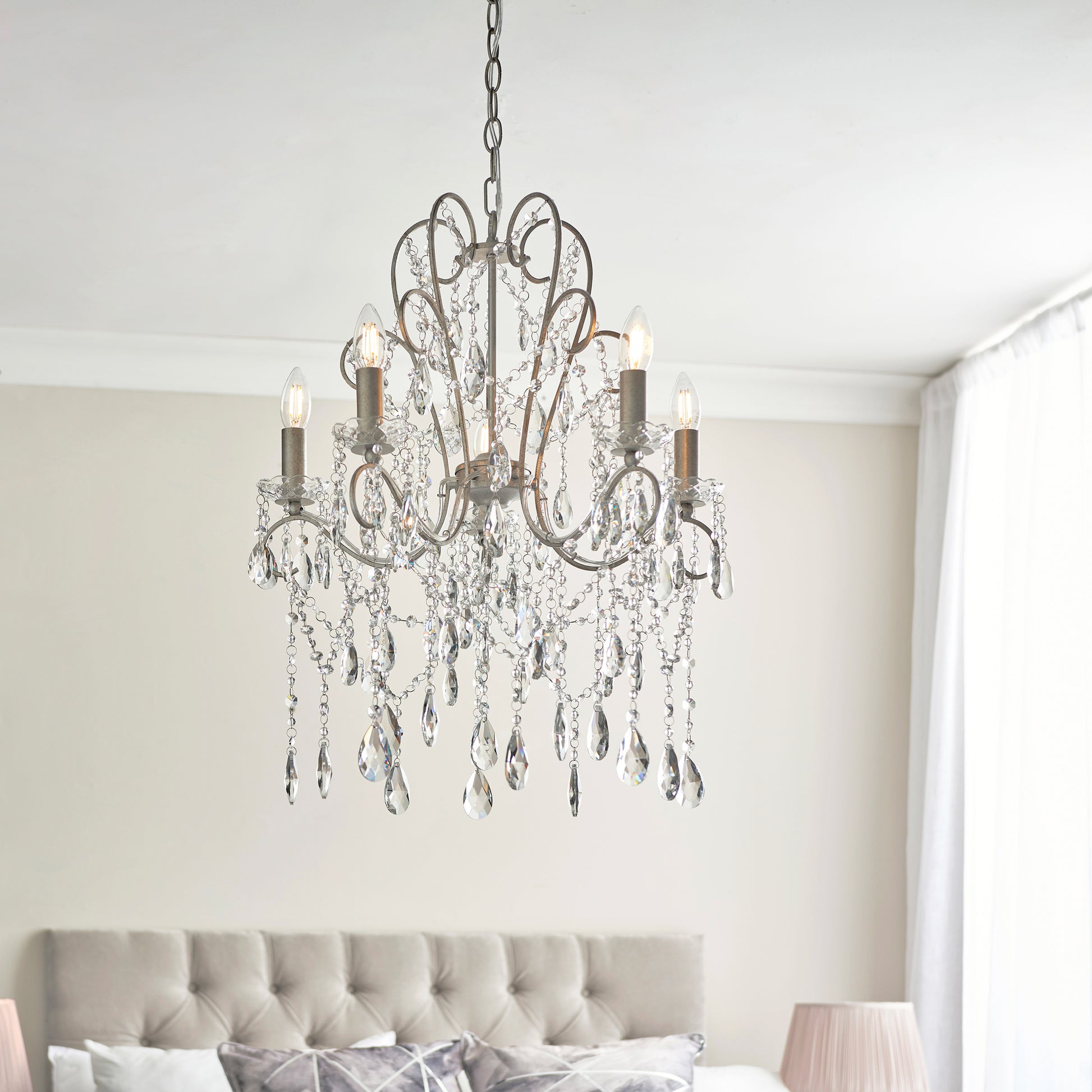 Berkley 5 Pendant Light Aged Silver – Silver