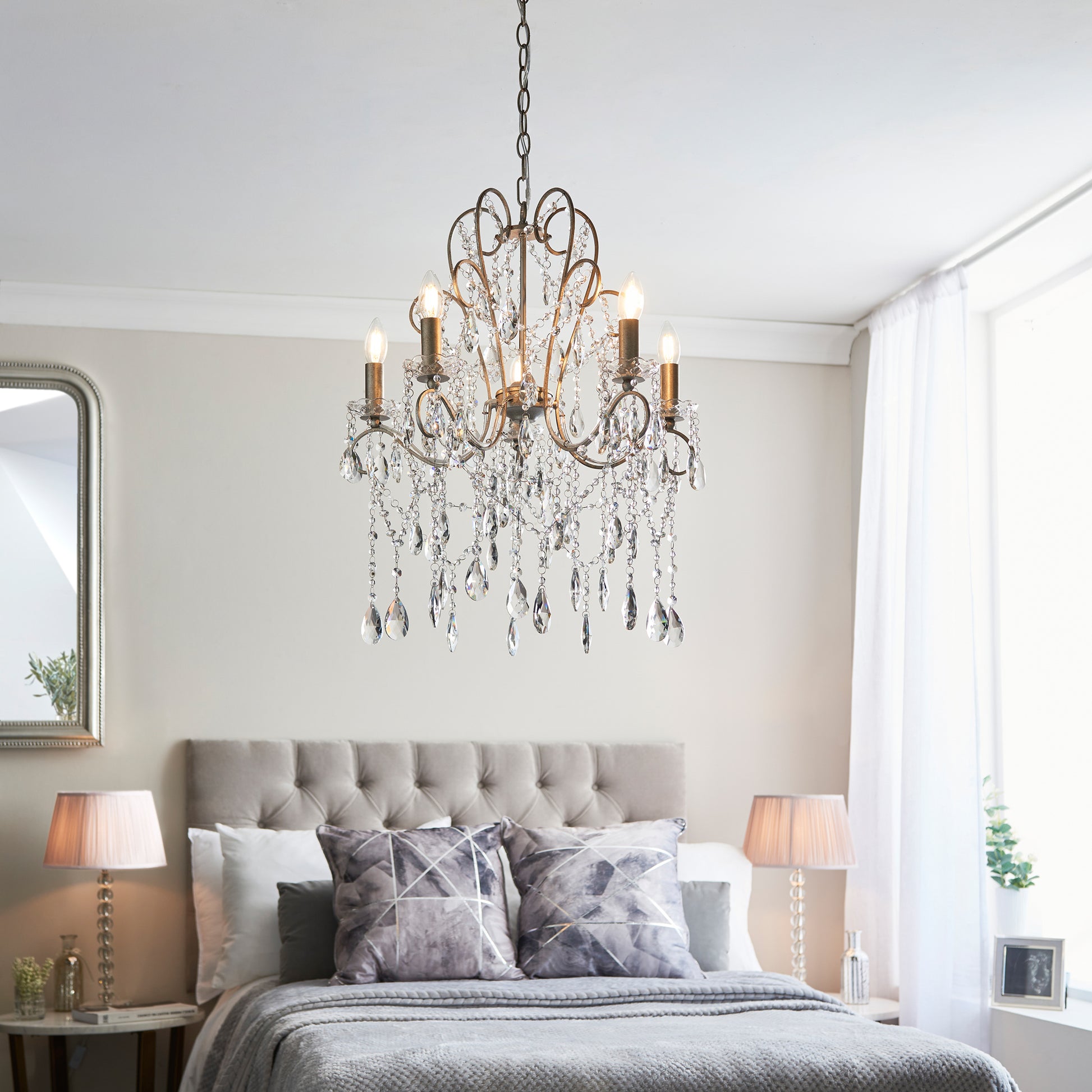 Berkley 5 Pendant Light Aged Silver – Silver