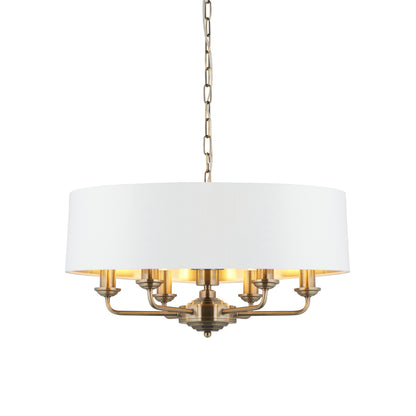 Highclere 6 Pendant Light Antique Brass – Cream