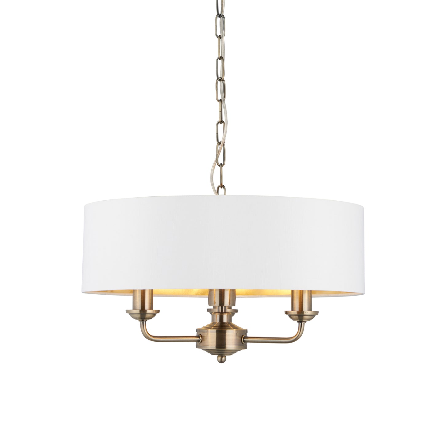 Highclere 3 Pendant Light Antique Brass – Cream
