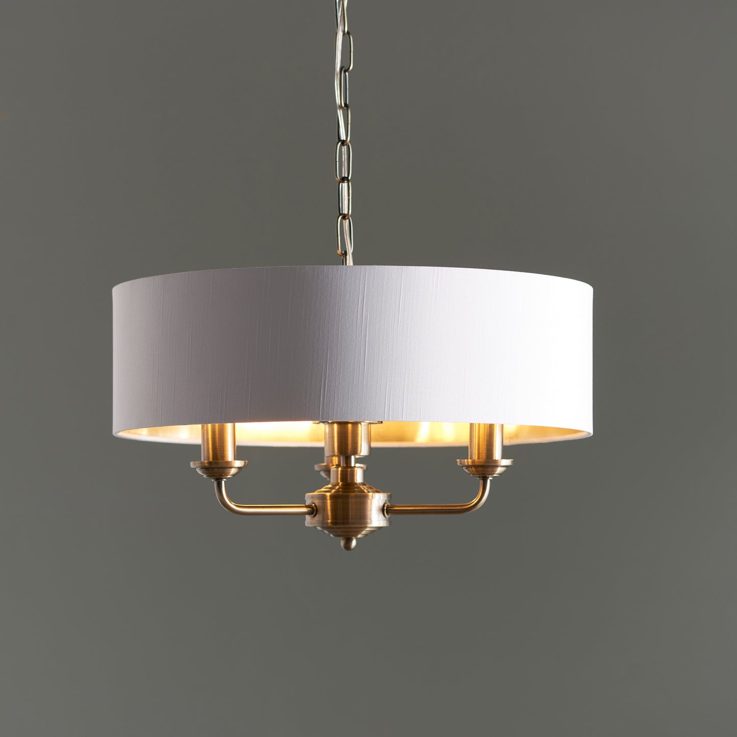 Highclere 3 Pendant Light Antique Brass – Cream