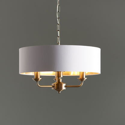 Highclere 3 Pendant Light Antique Brass – Cream