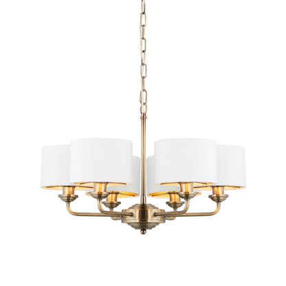 Highclere 6 Pendant Light Antique Brass – Brass