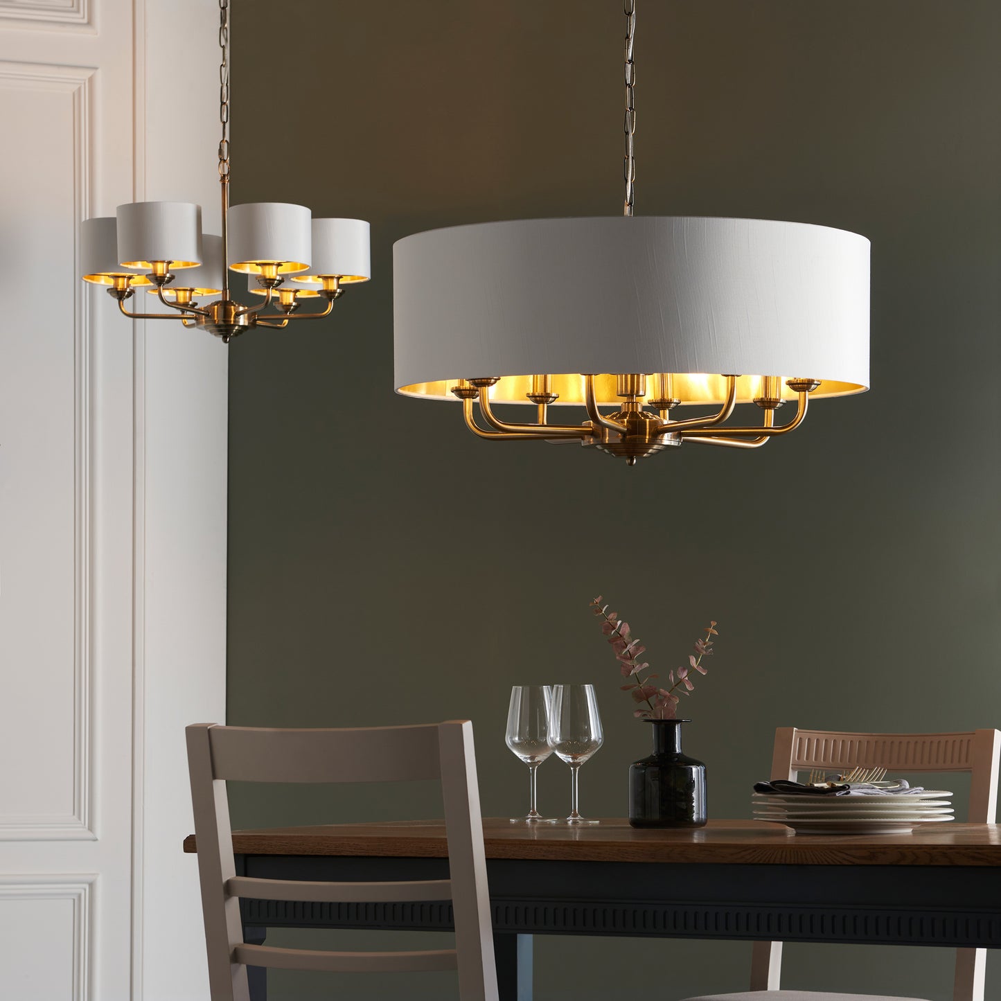 Highclere 8 Pendant Light Antique Brass – Brass
