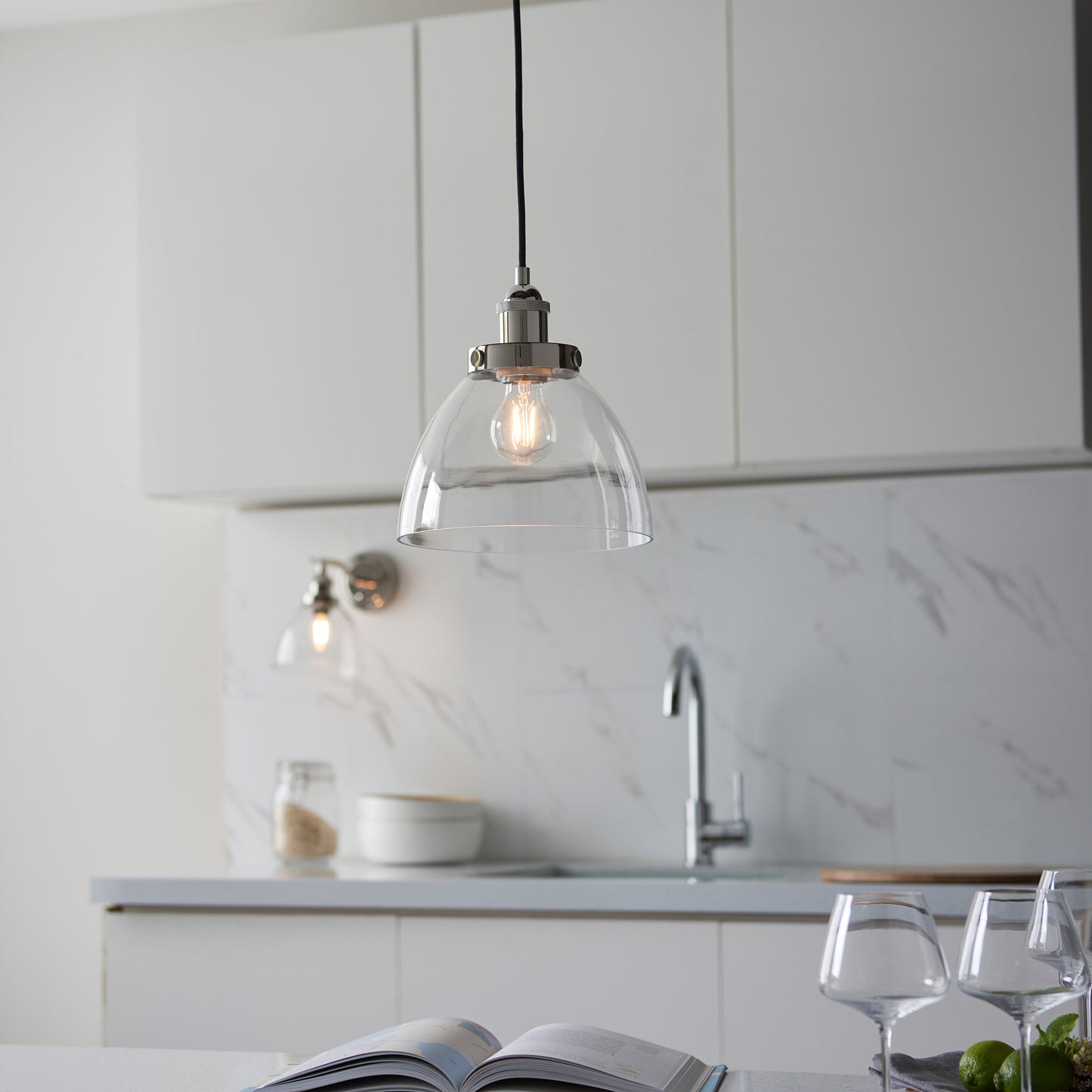 Hansen 1 Pendant Light Bright Nickel – Nickel