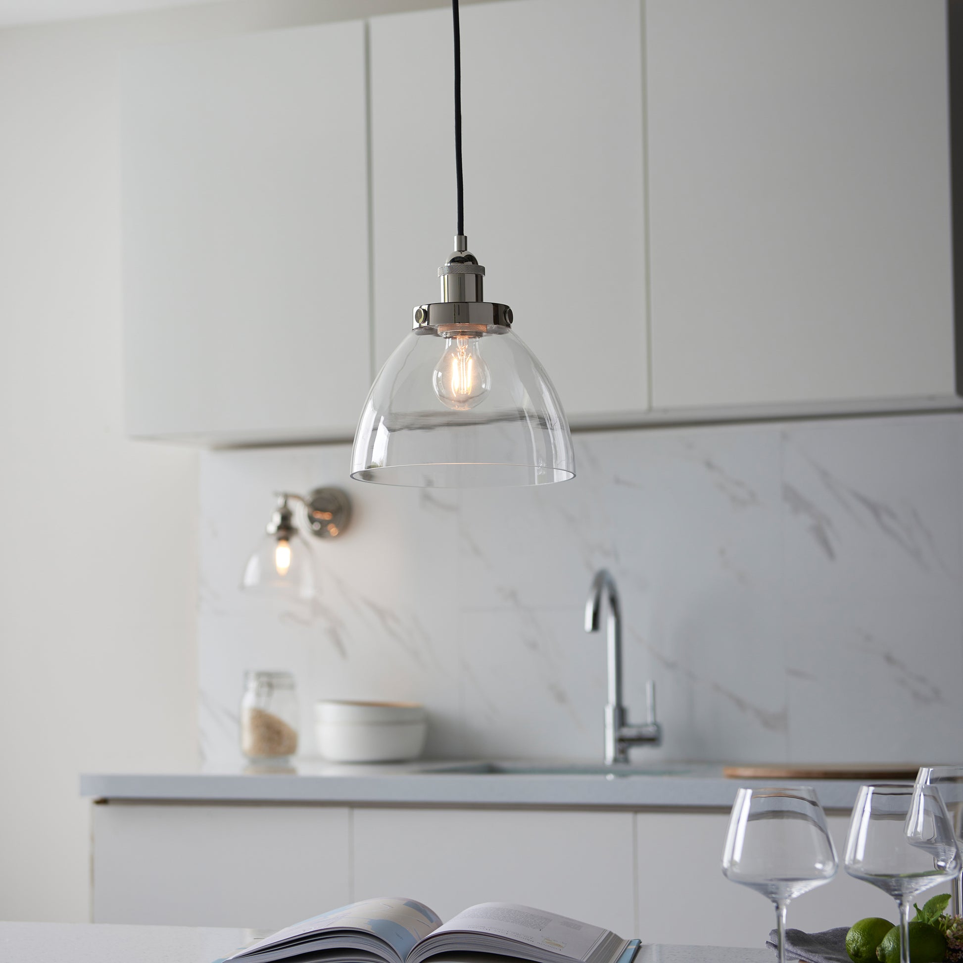 Hansen 1 Pendant Light Bright Nickel – Nickel