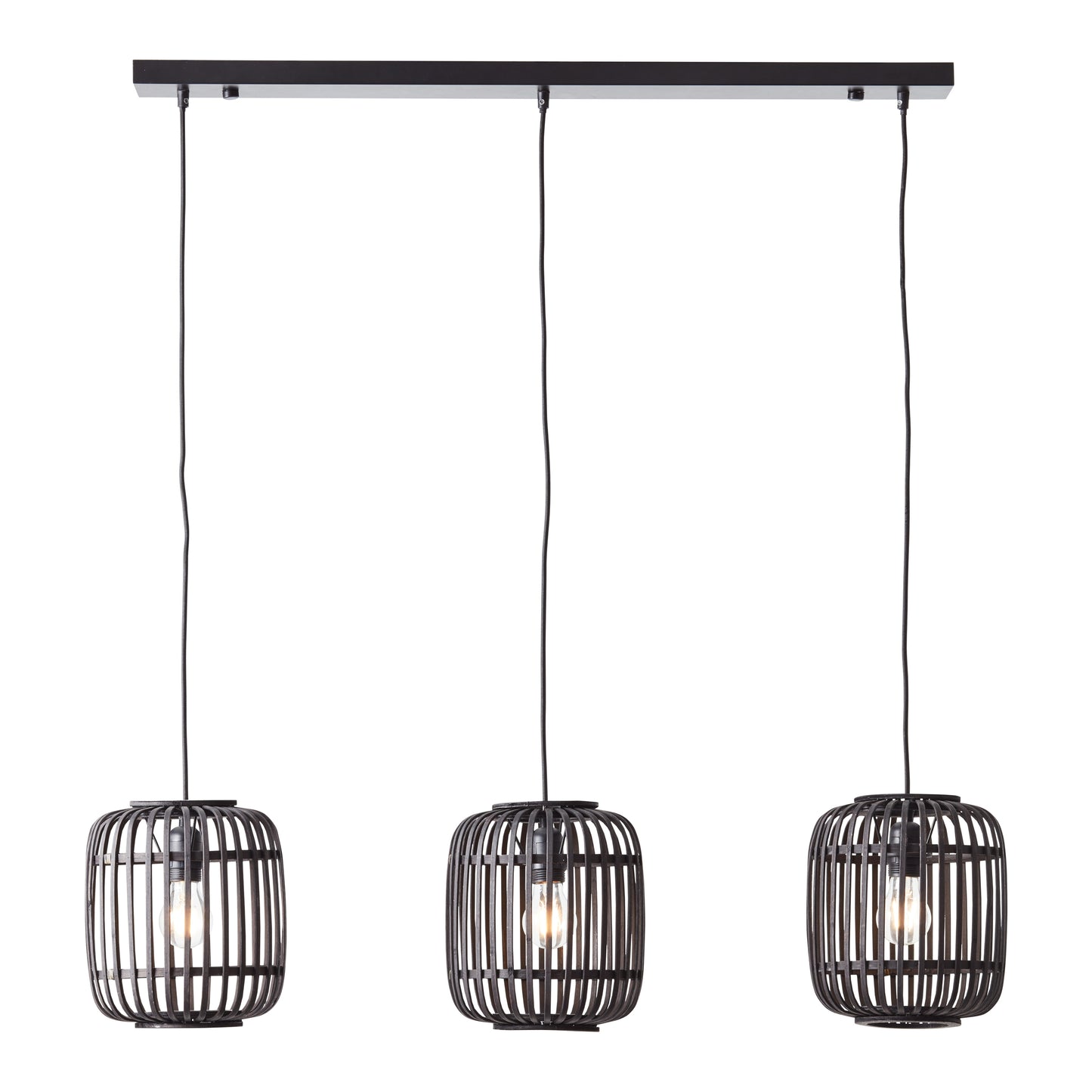 Mathias 3 Pendant Light Dark Bamboo – Black