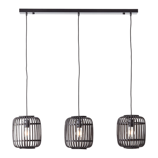 Mathias 3 Pendant Light Dark Bamboo – Black
