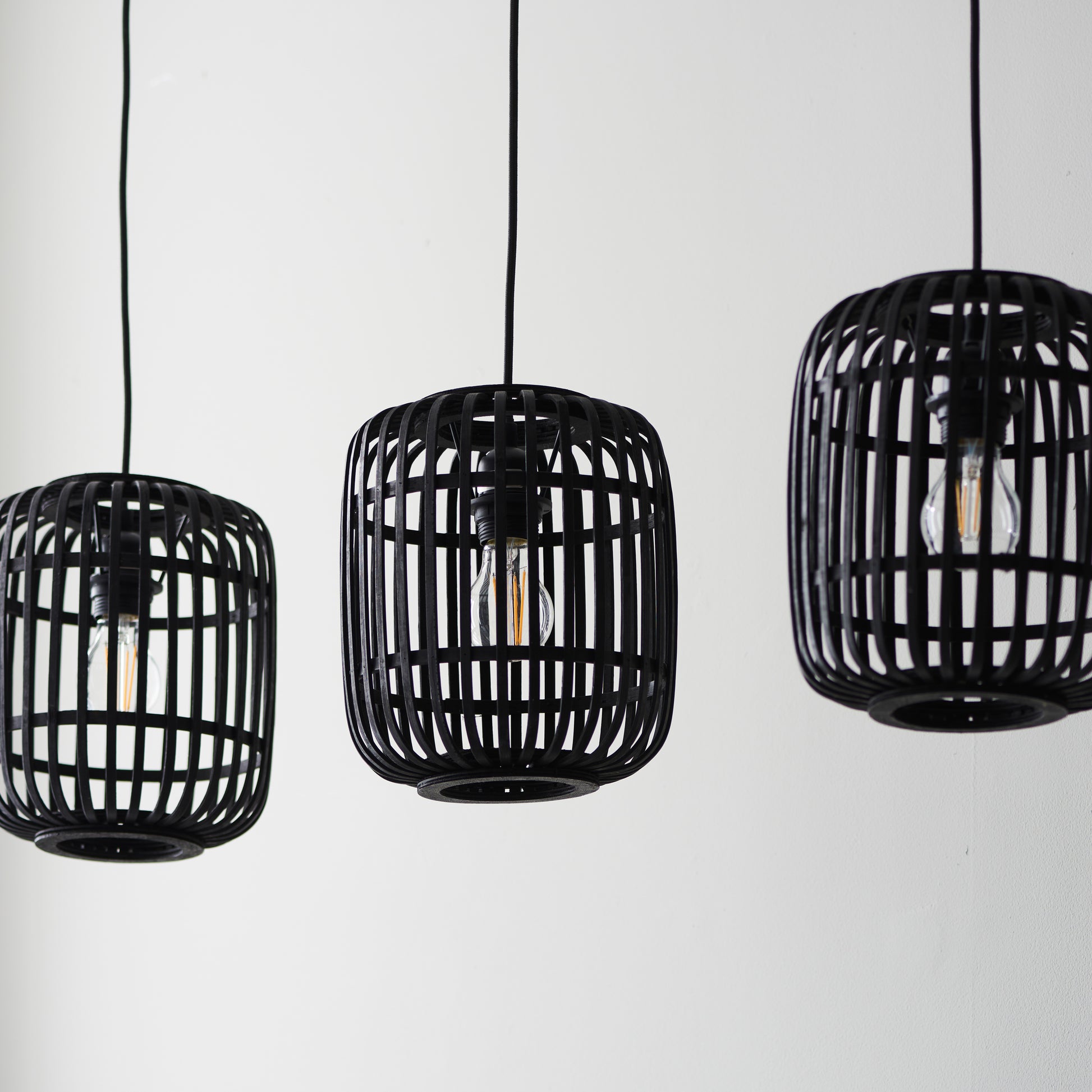 Mathias 3 Pendant Light Dark Bamboo – Black