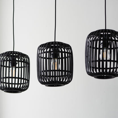 Mathias 3 Pendant Light Dark Bamboo – Black