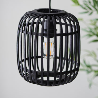 Mathias 1 Pendant Light Dark Bamboo – Black