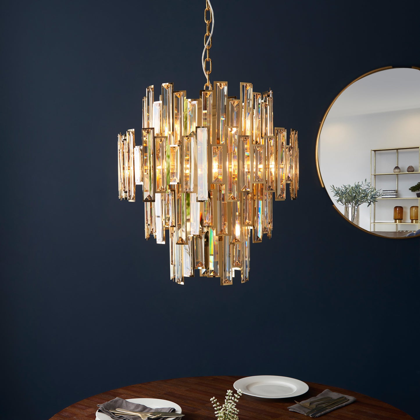 Viviana 12 Pendant Light Gold/Champagne Crystal – Gold