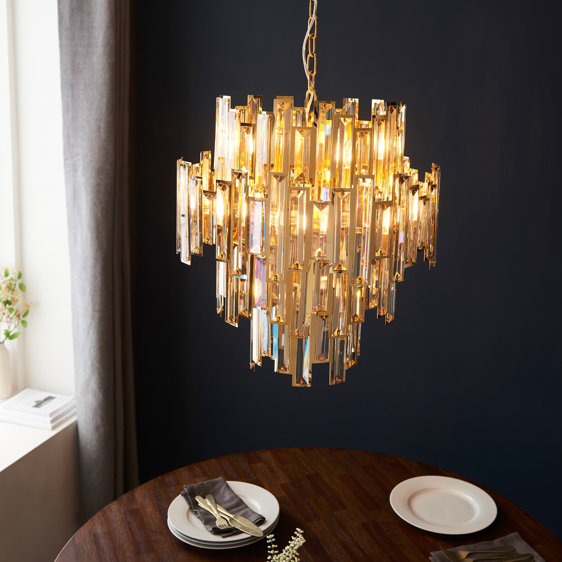 Viviana 12 Pendant Light Gold/Champagne Crystal – Gold