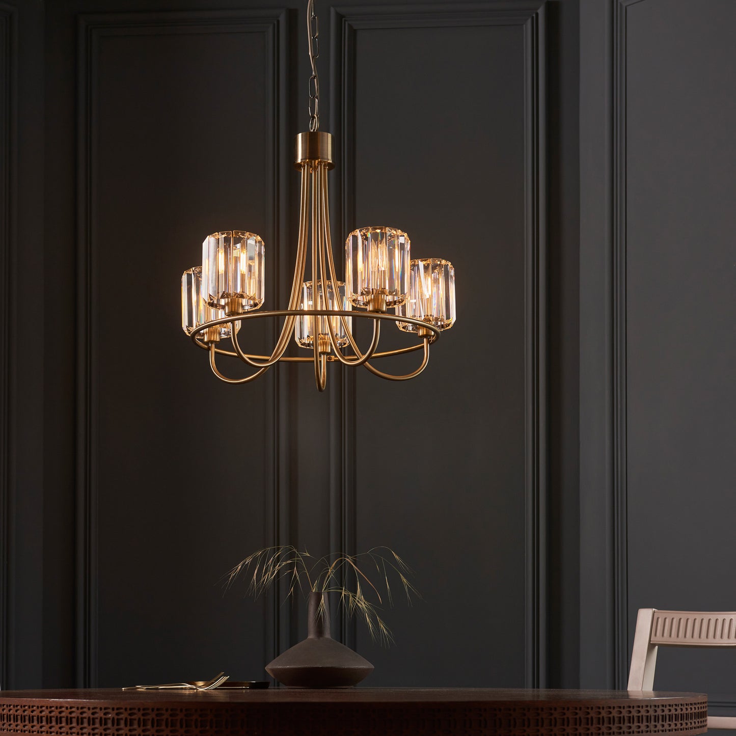 Berenice 5 Pendant Light Antique Brass – Brass