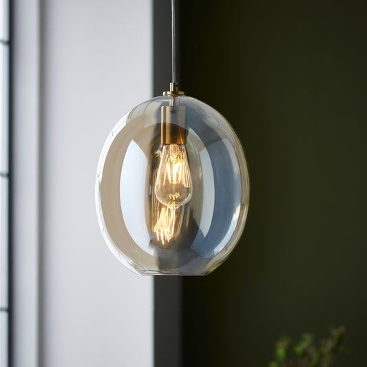 Kelda Oval Pendant Satin Brass Champagne – Champagne