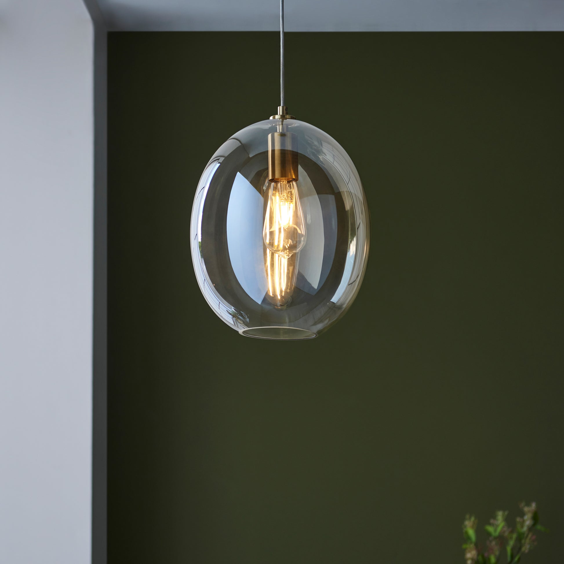Kelda Oval Pendant Satin Brass Champagne – Champagne