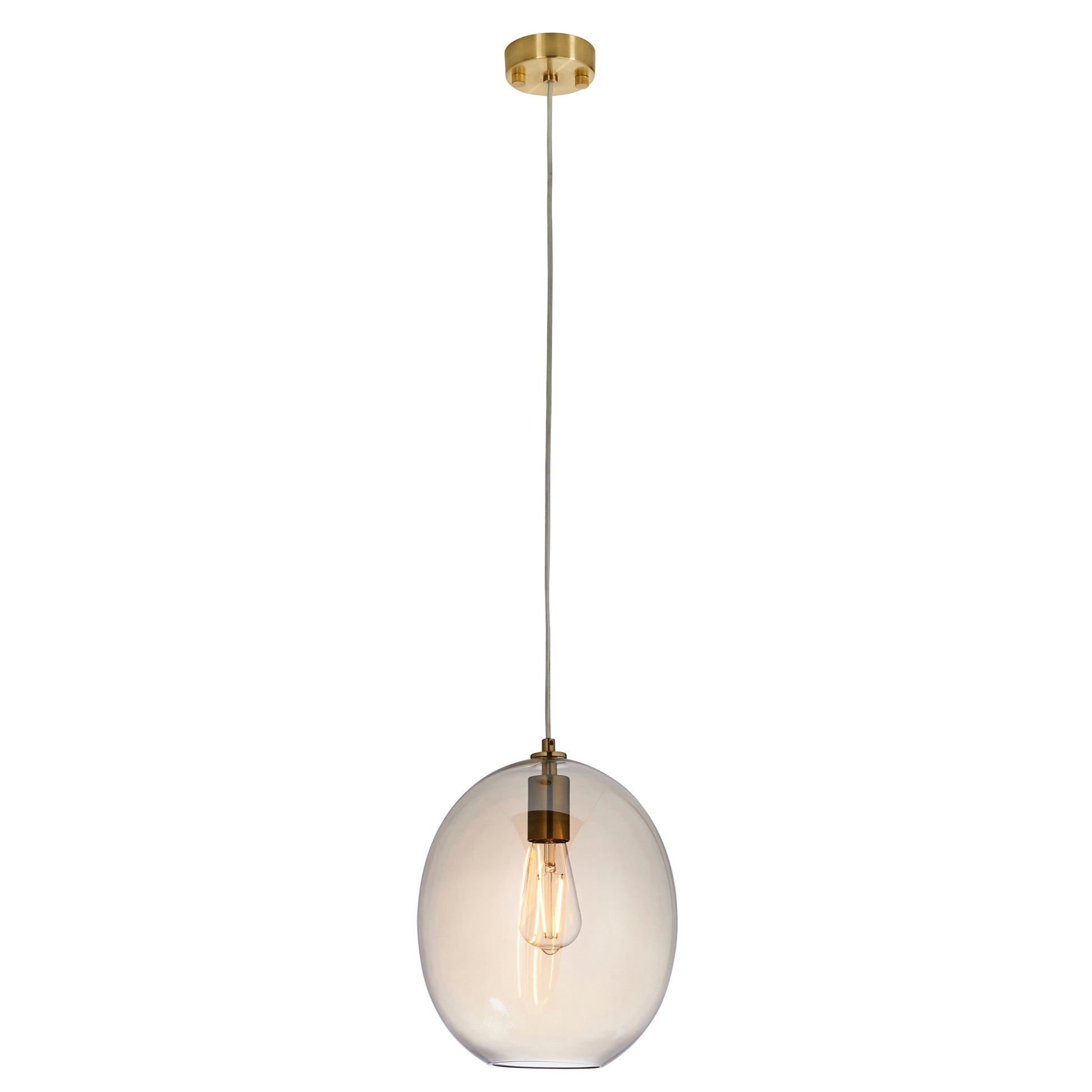 Kelda Oval Pendant Satin Brass Champagne – Champagne