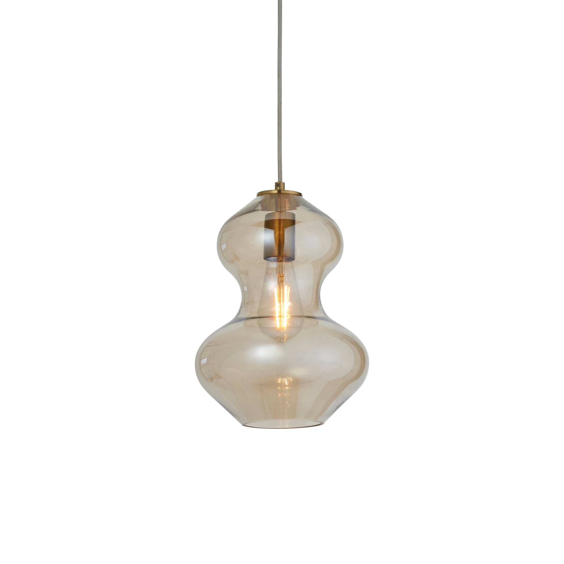 Kelda Shaped Pendant Satin Brass Champagne – Champagne