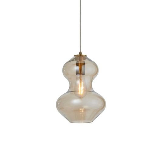Kelda Shaped Pendant Satin Brass Champagne – Champagne