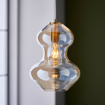 Kelda Shaped Pendant Satin Brass Champagne – Champagne