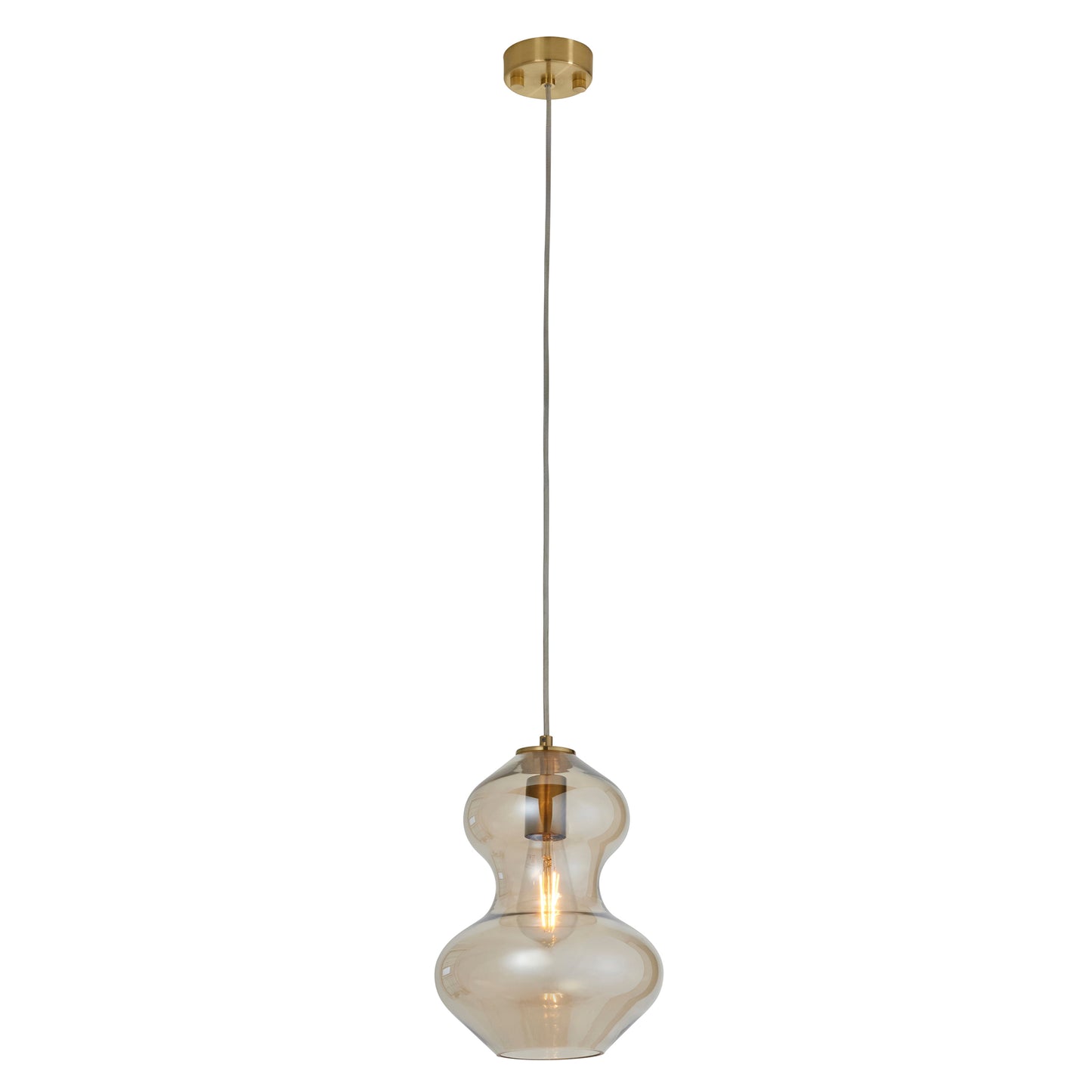 Kelda Shaped Pendant Satin Brass Champagne – Champagne