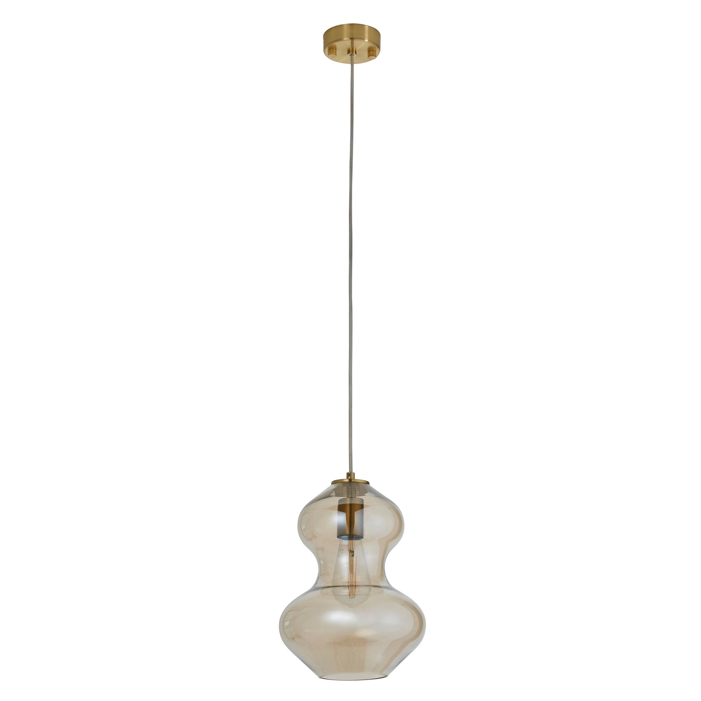 Kelda Shaped Pendant Satin Brass Champagne – Champagne