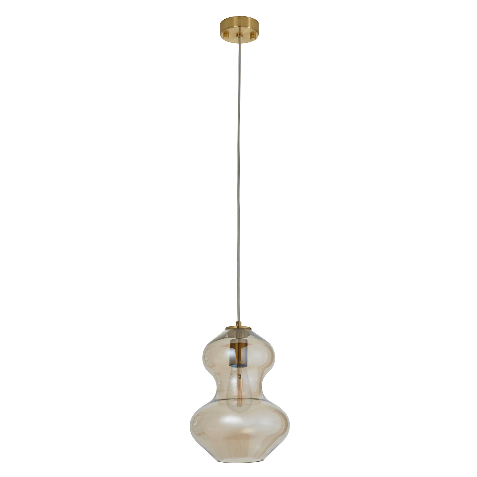Kelda Shaped Pendant Satin Brass Champagne – Champagne