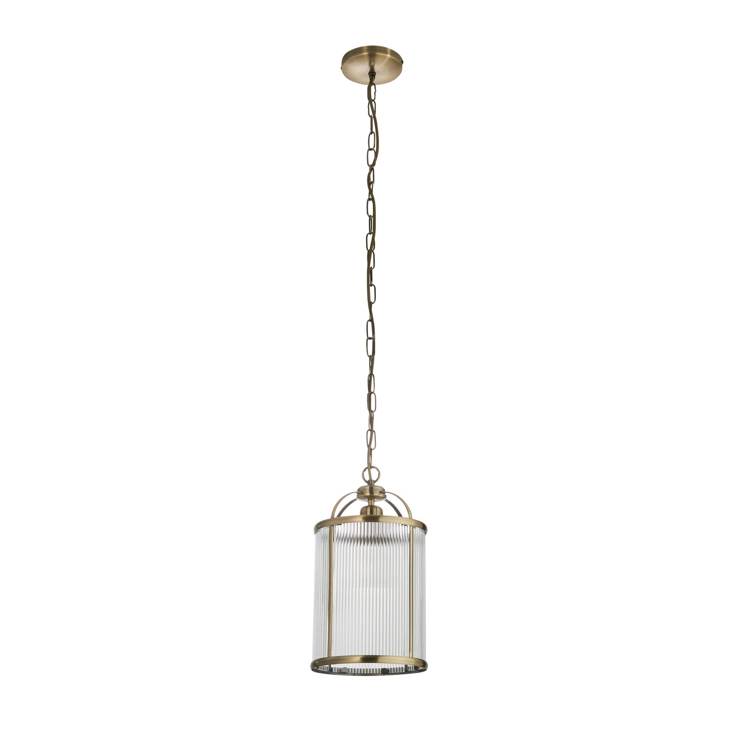 Lambeth Ribbed 1lt Pendant – Brass