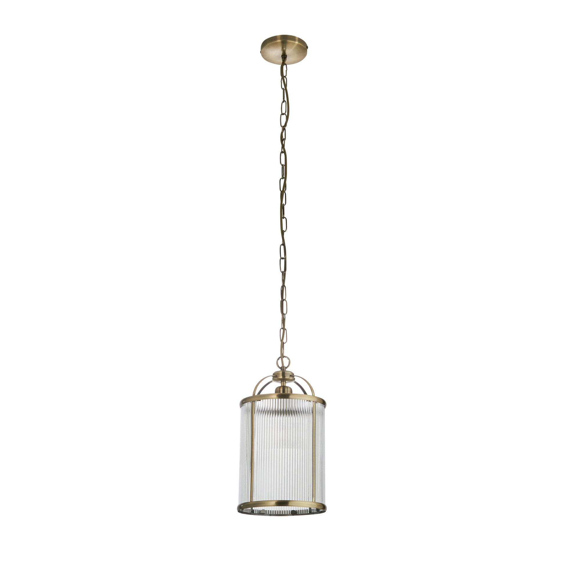 Lambeth Ribbed 1lt Pendant – Brass