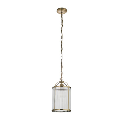 Lambeth Ribbed 1lt Pendant – Brass