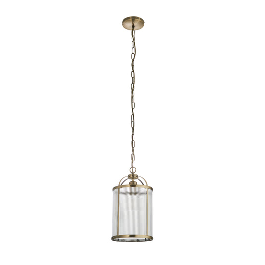 Lambeth Ribbed 1lt Pendant – Brass