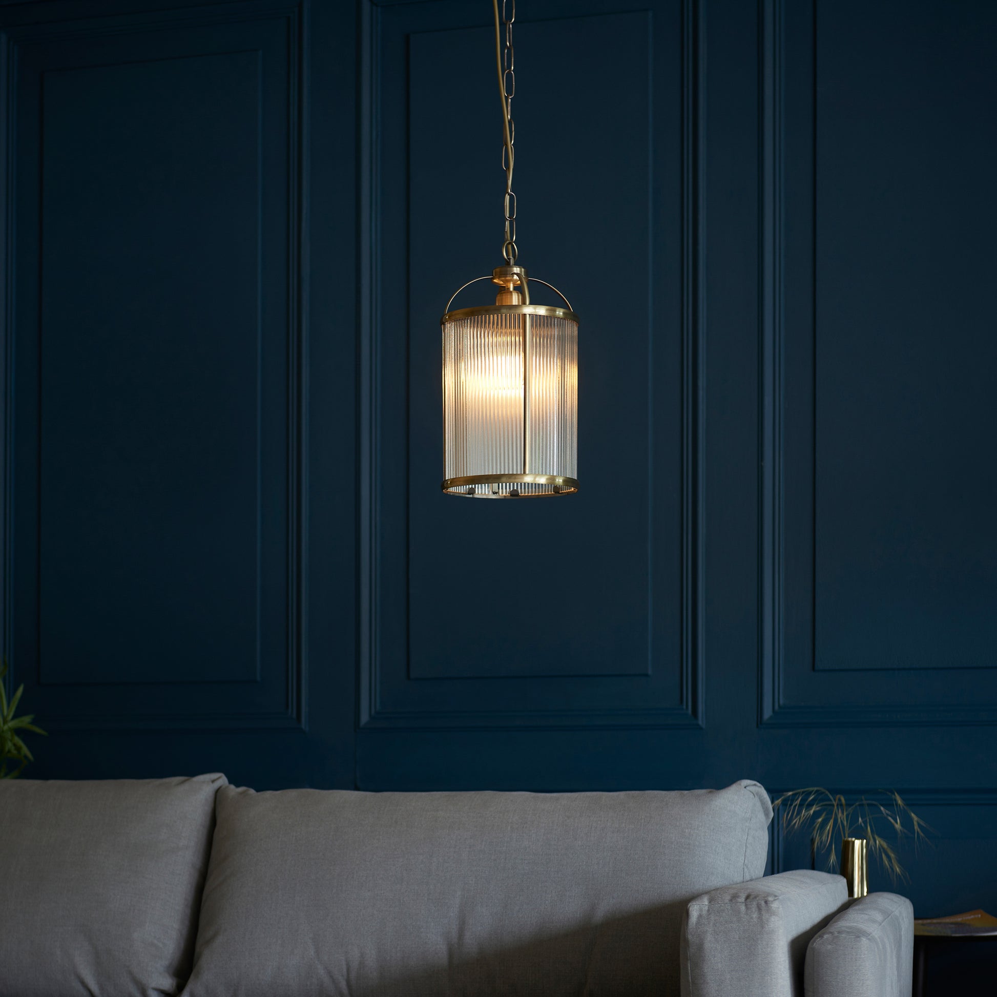 Lambeth Ribbed 1lt Pendant – Brass