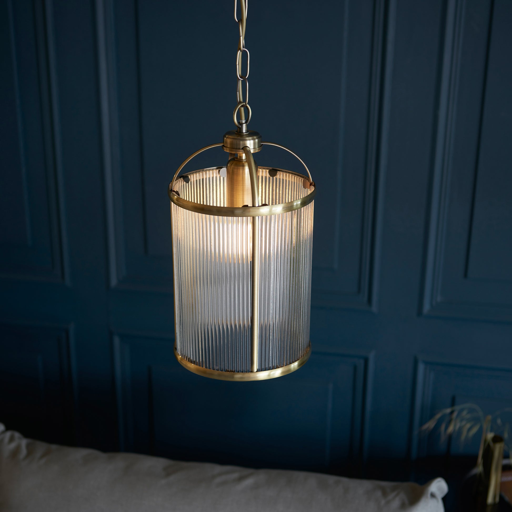Lambeth Ribbed 1lt Pendant – Brass