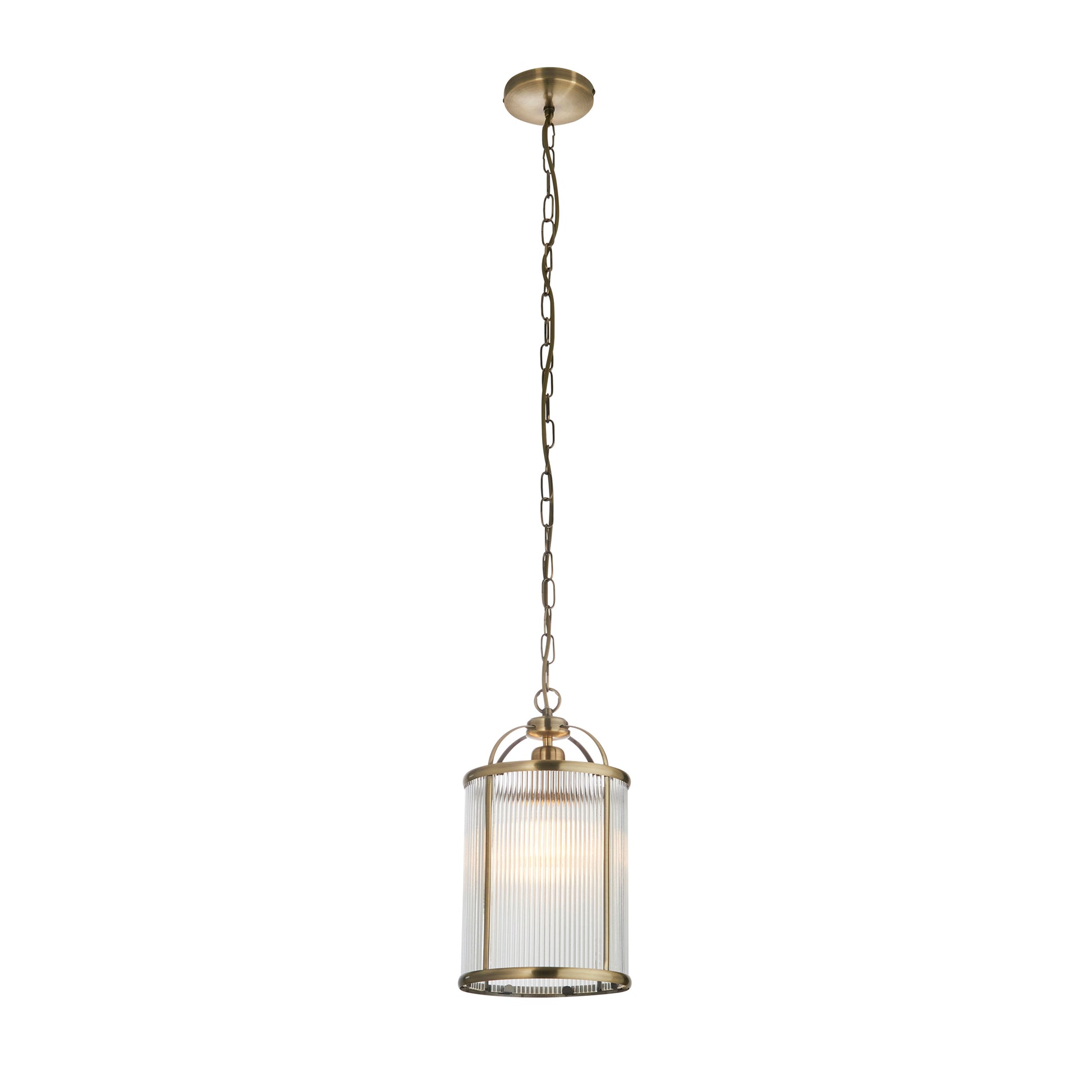 Lambeth Ribbed 1lt Pendant – Brass