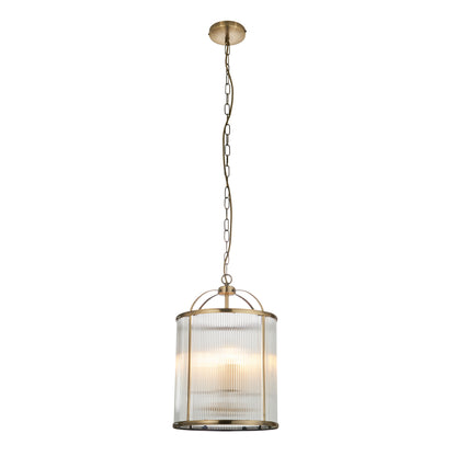 Lambeth Ribbed 4lt Pendant – Brass
