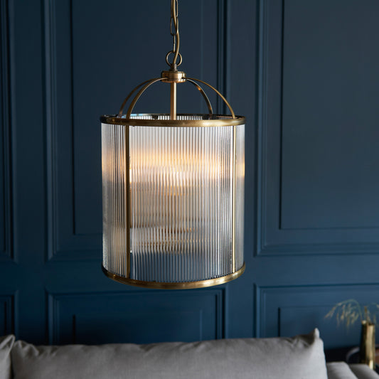 Lambeth Ribbed 4lt Pendant – Brass