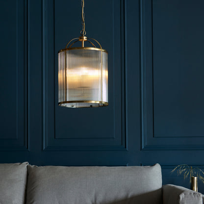 Lambeth Ribbed 4lt Pendant – Brass