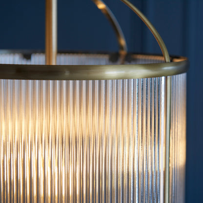 Lambeth Ribbed 4lt Pendant – Brass