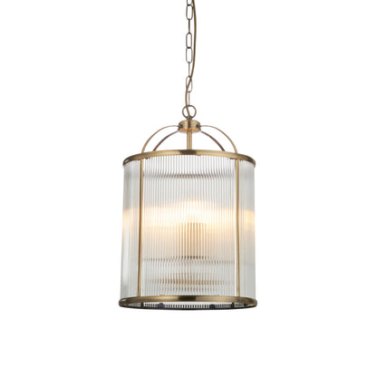 Lambeth Ribbed 4lt Pendant – Brass