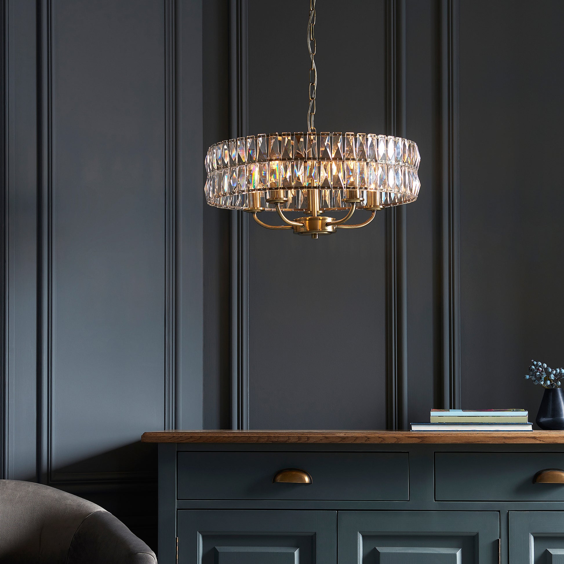 Clifton 5 Pendant Light Antique Brass – Brass