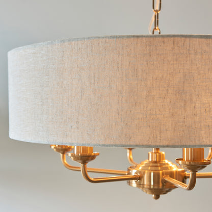 Highclere 6 Pendant Vintage Brass – Natural