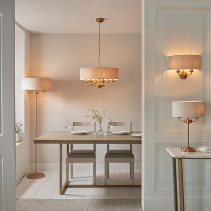 Highclere 6 Pendant Vintage Brass – Natural