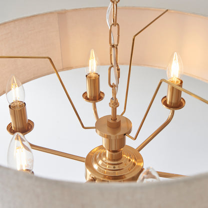 Highclere 6 Pendant Vintage Brass – Natural
