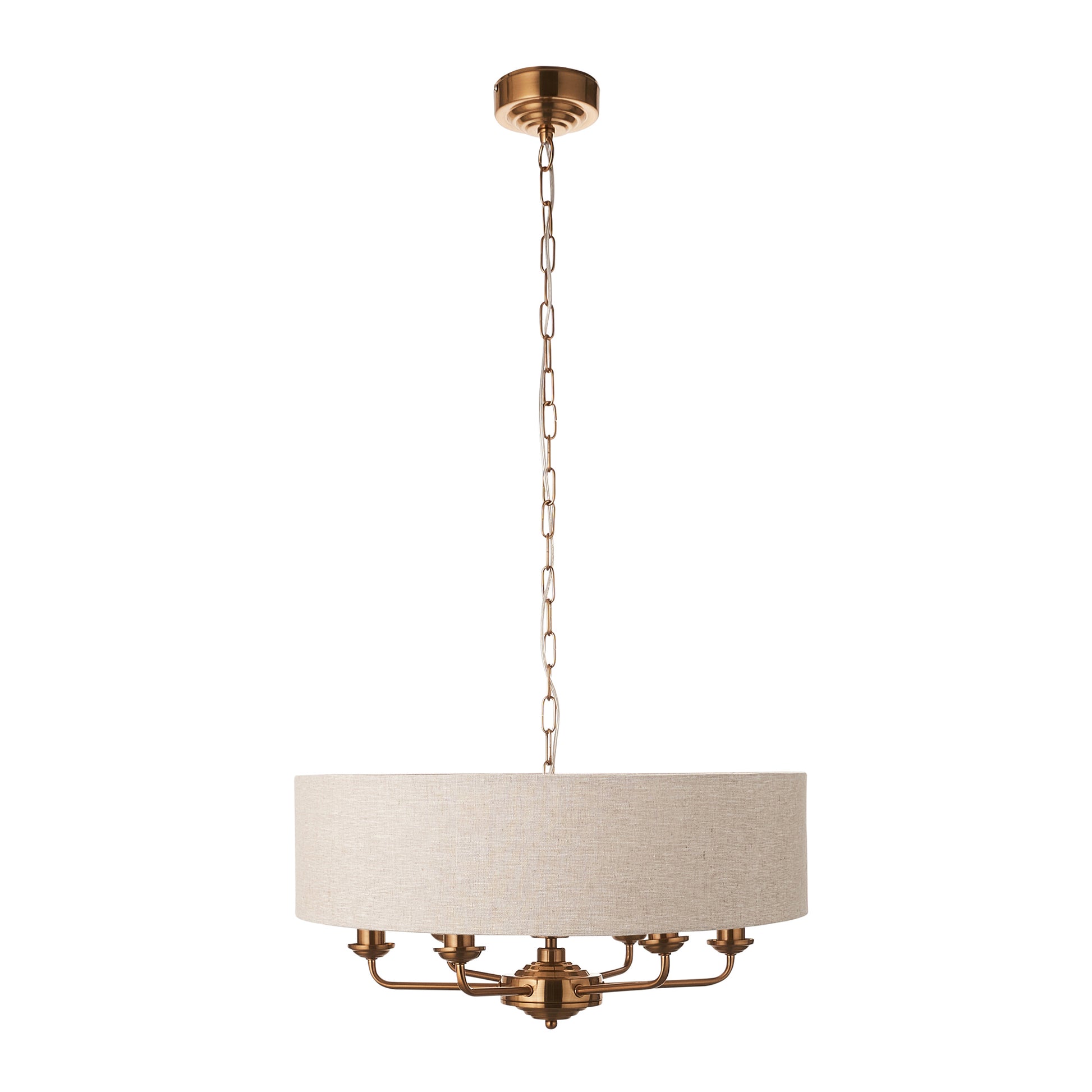 Highclere 6 Pendant Vintage Brass – Natural