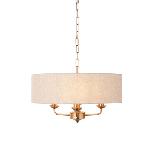 Highclere 3 Pendant Vintage Brass – Natural
